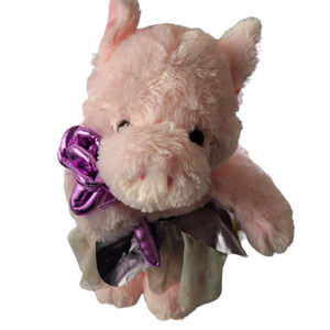 Dan Dee Collectors Plush Pink Pig 18” Metallic Rose Sparkle Tutu Ballerina Cute